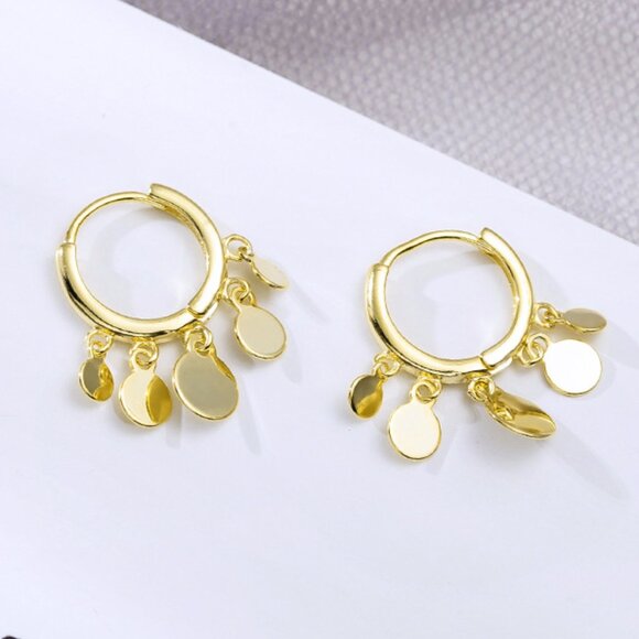 Beautiful Shaking 14K Gold Plated Fashion Hoop Earrings for Women, VP1018 - Picture 1 of 2